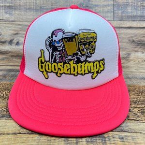 Retro Goosebumps Mens Trucker Hat Pink Snapback R.L. Stine 90s TV Nostalgia Cap